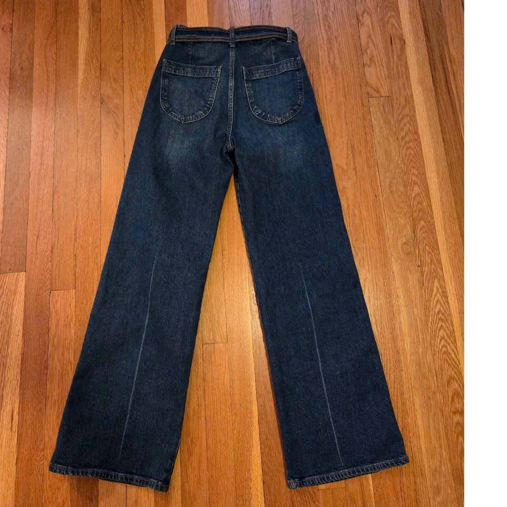 Reformation "Amelie" Jeans High Rise Wide Leg Belted Cotton Salinas Wash Sz 28 - Picture 5 of 14